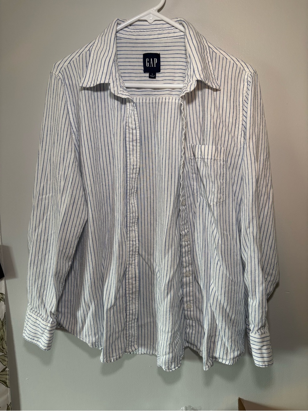 GAP Blue & White Striped Button-Down Shirt – Size L
